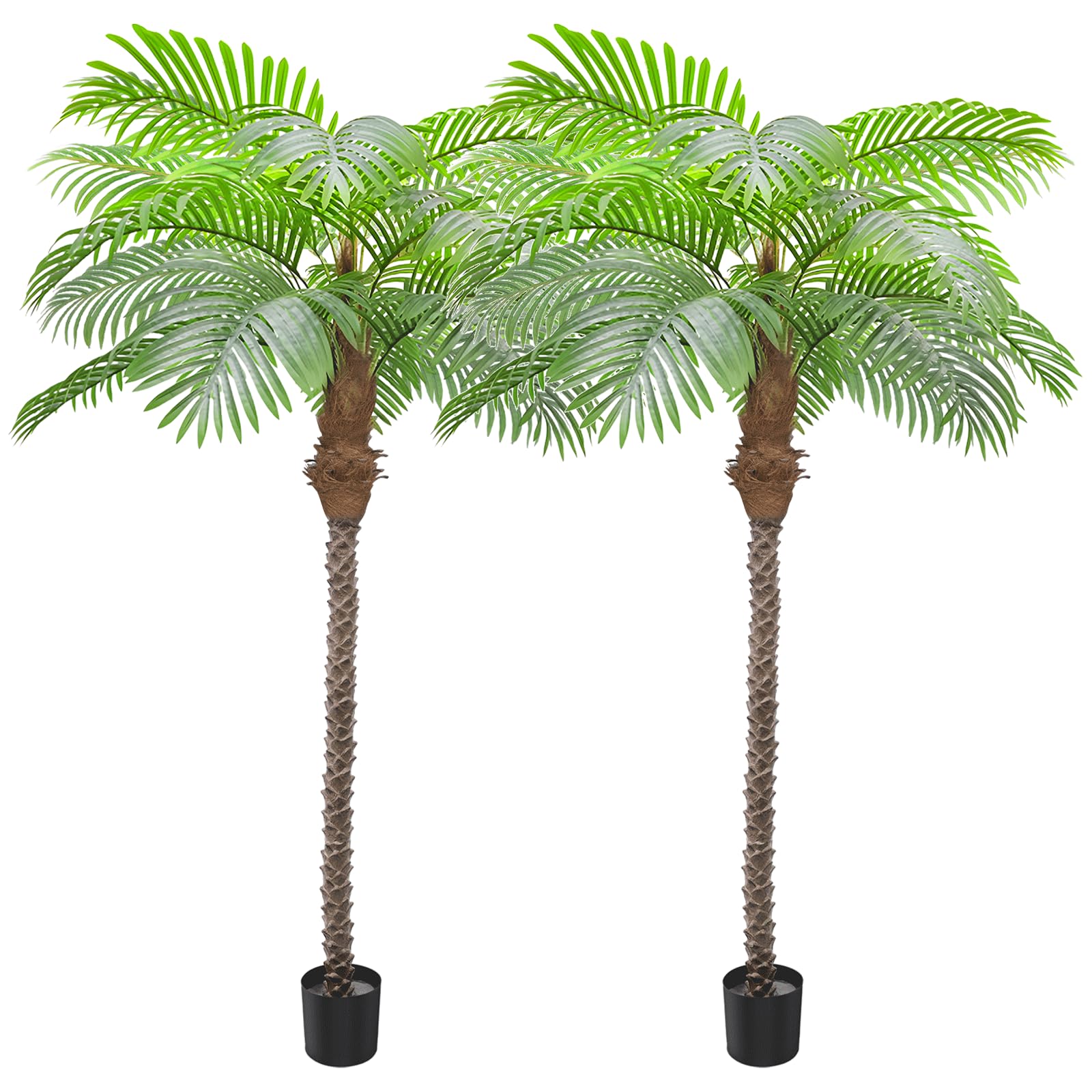 Photo 1 of ***FOR PARTS/TREE TRUNK ONLY MISSI NG PALM LEAVES*** AnTing Artificial Palm Tree 8.5ft Tall Trees Plants 18 Leaves 102in Outdoor Palm Trees for Outside Patio Trees for Decor (Set of 2)