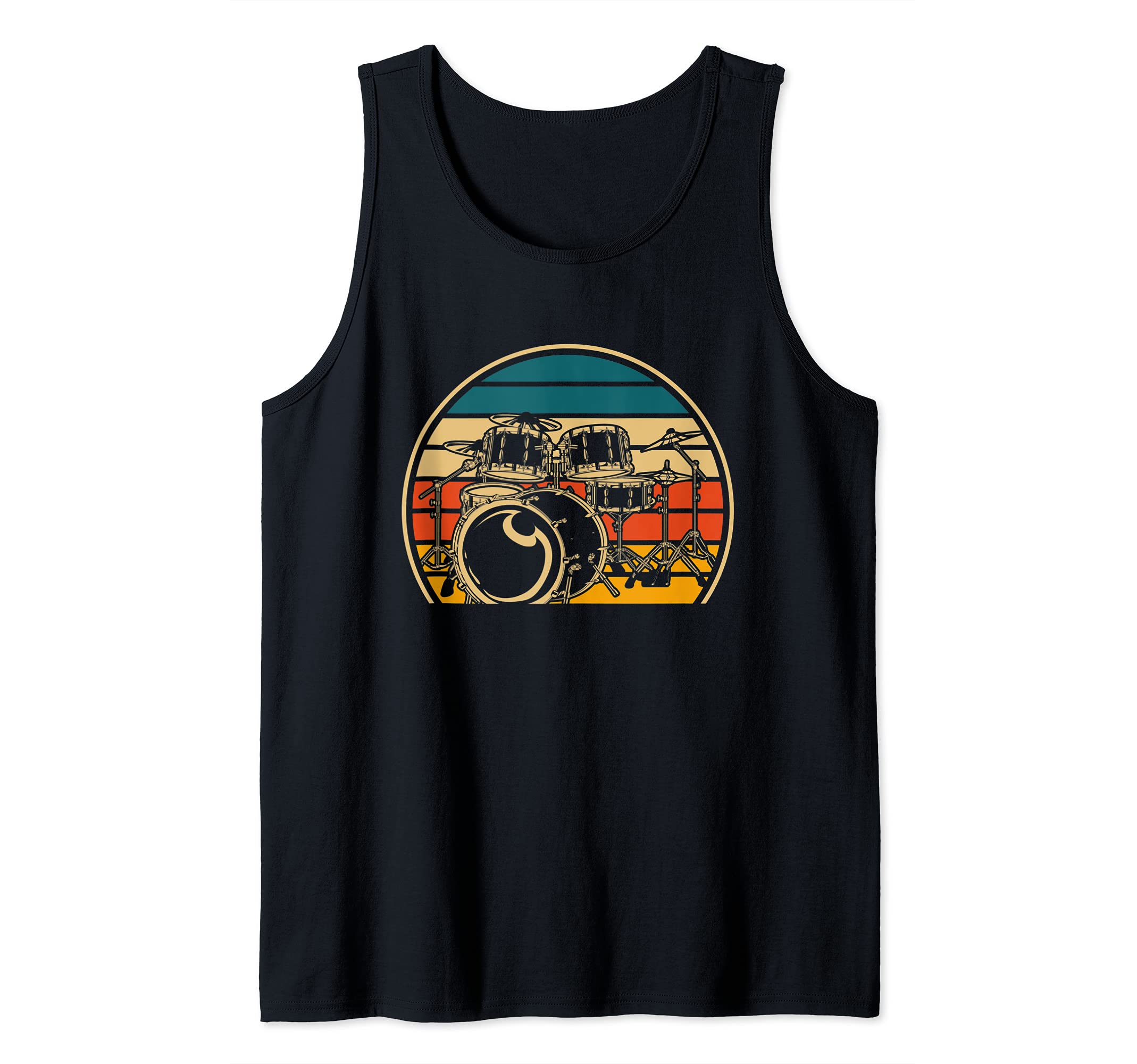Retro Drummer Drum Set Rock Music Percussion Musician Drums Tank Top