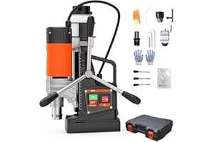 Joankaren Magnetic Drill Press, 1650W 110V Heavy Duty Mag Drill, 2922LB Magnetic Force with Double Track, 1.57in Boring Diame