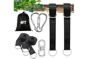 igolfluck Tree Swing Straps Hanging Kit 4FT/8FT/15FT/20FT/25FT, Extra Long Tree Swing Straps Holds 5500 lbs with Lock Carabiners & Tree Protectors, Safer for All Swing & Hammock (4FT)