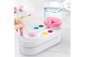 NIUCOO 2025 Upgraded Paint Brush Cleaner for Artists, Kids Painting Station with Brush Washer, Portable Paint Station & Rinsing Tool, Art Supplies Cleaning System for Children Adults (White-Pink)