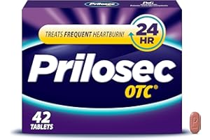 Prilosec OTC, Omeprazole Delayed Release 20mg, Acid Reducer, Treats Frequent Heartburn for 24 Hour Relief, All Day, All Night*, 20mg, 42 Tablets