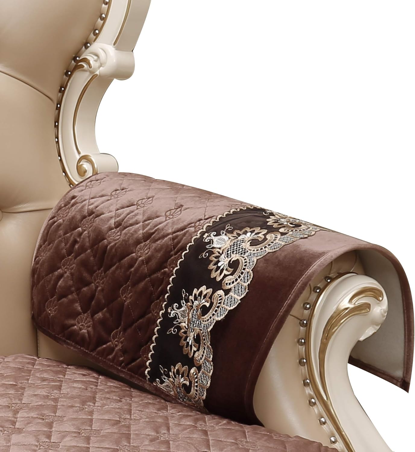 Sideli Luxury Velvet Jacquard Armrest Cover for Chair Couch