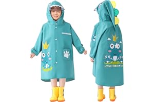 Trenovo Rain Poncho Kids, Waterproof Rain Coat with Hood, Lightweight Portable Toddler Rain Jacket for Children Boys Girls