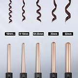 janelove 5-in-1 Curling Wand Set 9-32mm Ceramic Barrels Long Hair Temp Control view 2