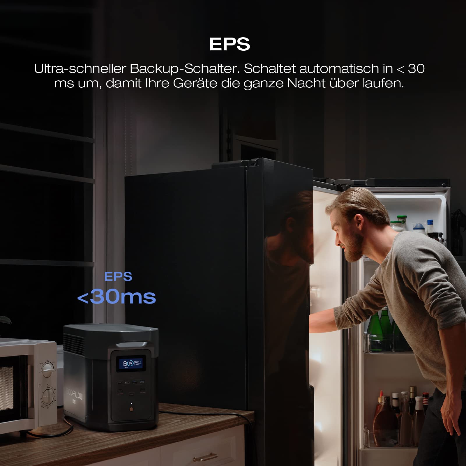 EcoFlow DELTA 2 Max tragbare Powerstation 2048Wh, erweiterbar 2-6 kWh, LFP-Batterie mit 3000 Zyklen, 80% Ladung <1 Std, 3000W Max Ausgangsleistung, Solargenerator für Zuhause, Camping, Wohnmobil 7