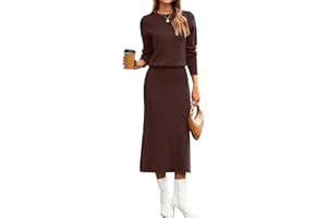 Glamaker Womens 2 Piece Skirt Sets Fall Long Sleeve Sweater Dress Casual Knit Midi Dress Travel Outfits Winter Clothes 2025