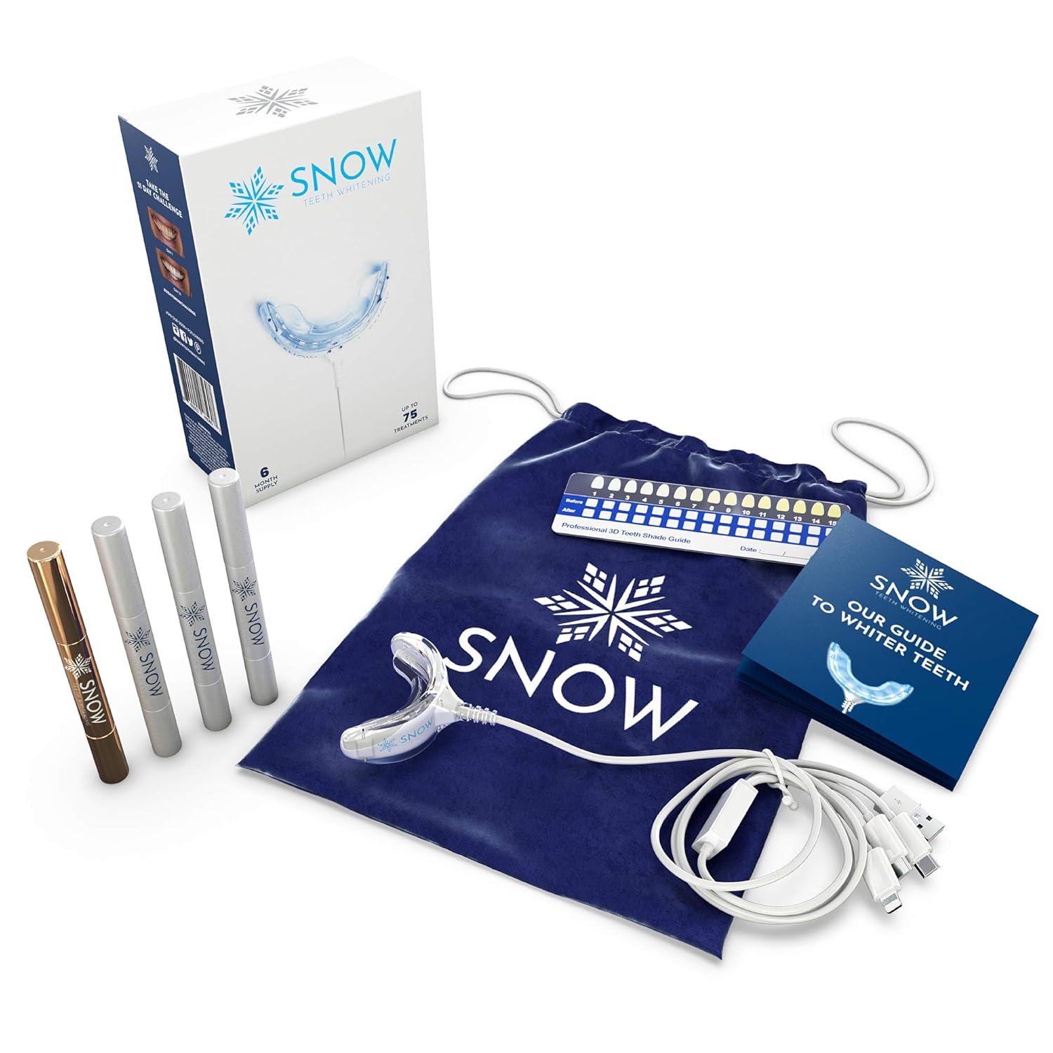 SNOW Teeth Whitening Kit with LED Light | Complete at Home Whitening System - Best Results - Safe for Sensitive Teeth, Braces, Bridges, Crowns, Caps & Veneers: Health & Personal Care