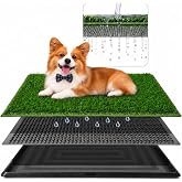 Powools Grass Pad for Dogs - 3 Layer Dog Grass Pad with Tray, 30" x 20" | Indoor Potty Training, Reusable Potty Tray, Artificial Grass Pad, Washable Design, Reinforced Edges, Woven Backing Layer