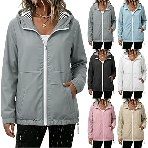 Rain Jacket for Women Waterproof Rain Jacket Hooded Windbreaker with Pocket | Rain Jacket for Women Waterproof Lightweight Ra