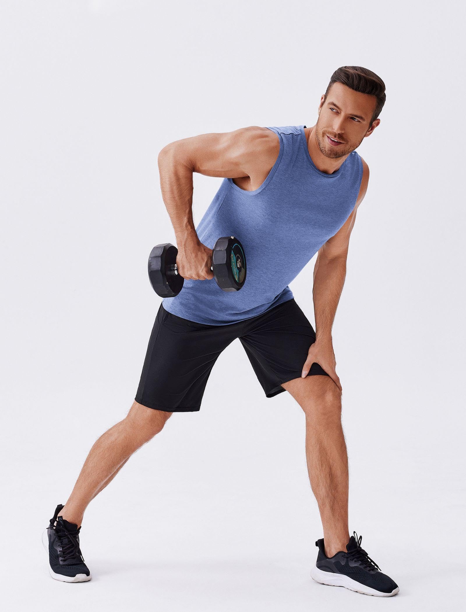 PINSPARK Men's 3 Pack Workout Tank Tops Gym Sleeveless Shirts Quick Dry Training Muscle Shirts for Men