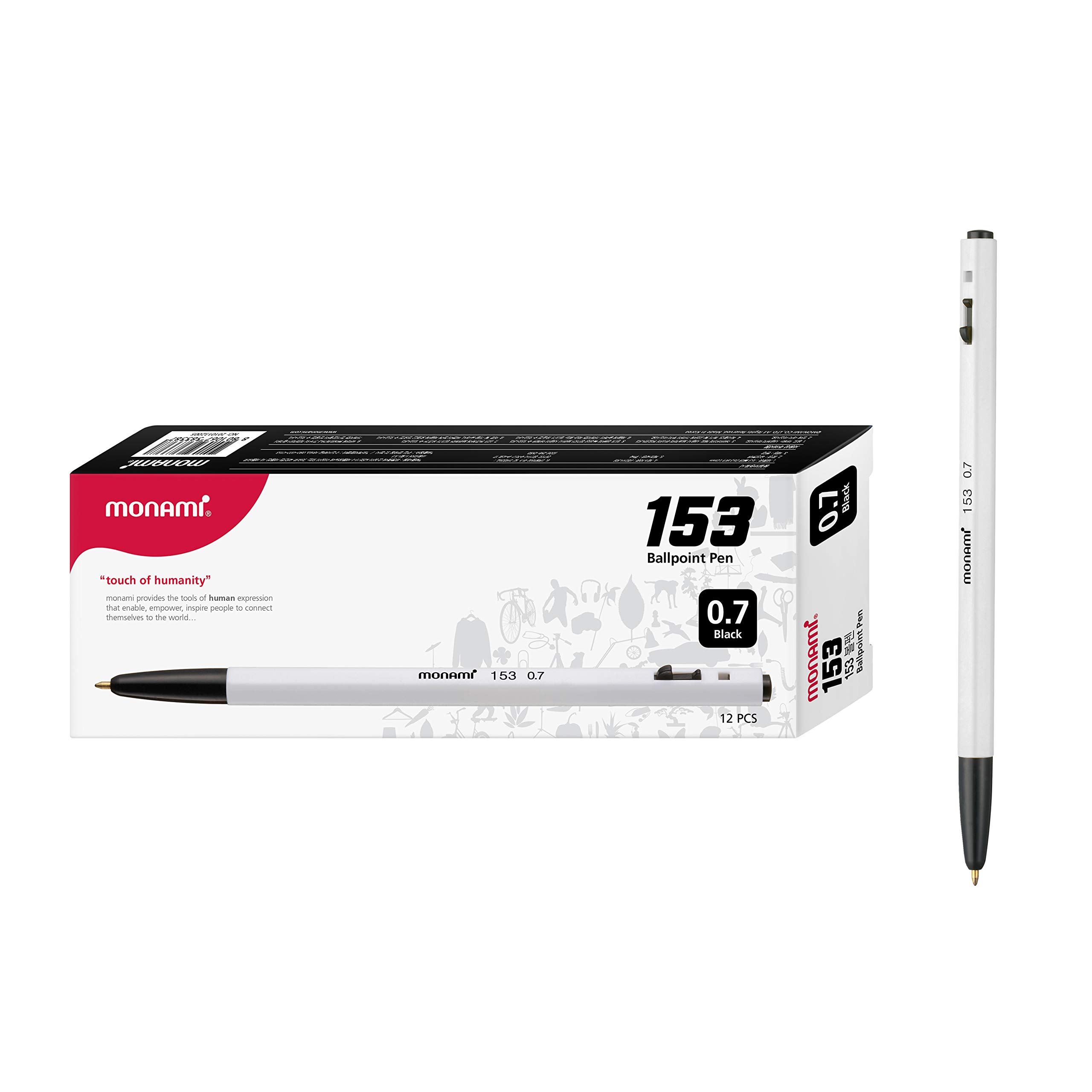 Monami New Releases 153 Ballpoint Pen 0.7 Mm Dozen Box Black Ink 12 Pens by Monami