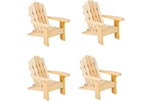 GUTE BOTE od Adirondack Miniature Chair - Unfinished Natural Wood Wedding Cake Topper Favor Mini Doll Furniture Dollhouse Top Decoration Beach Theme (4 Pack)