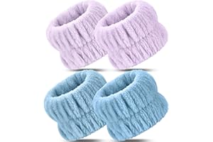 Darfukei Wrist Bands for Washing Face, 4pcs Spa Face Washing Wristbands, Microfiber Arm Wrist Towels, Absorbent Wash Wristbands for Woman Men, Prevent Water from Spilling Down Your Arms