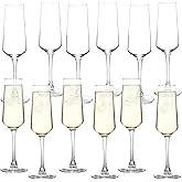 Champagne Glasses, Set of 12 Champagne Flutes with Unique Shape, Long stem Sparkling Wine glasses for Party, Restaurant, Bar, Wine Toasting, Clear