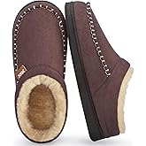 ATHMILE Mens House Shoes Fuzzy Warm Moccasin Memory Foam House Slippers for Men Cozy Winter Mens Slippers for Home Bedroom Indoor Outdoor