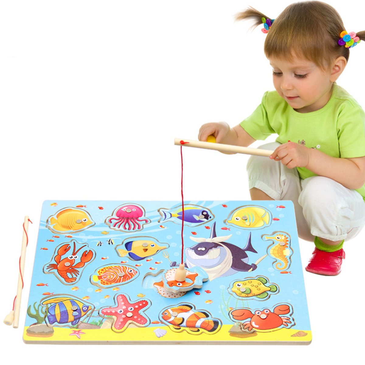 TOYMYTOY Madera magnética educativo de pesca del baño Juguetes Juego de mesa