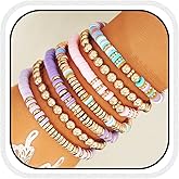 CASDRE Heishi Clay Beads Bracelets Colorful Bead Stackable Friendship Bracelet Layering Bracelets for Women