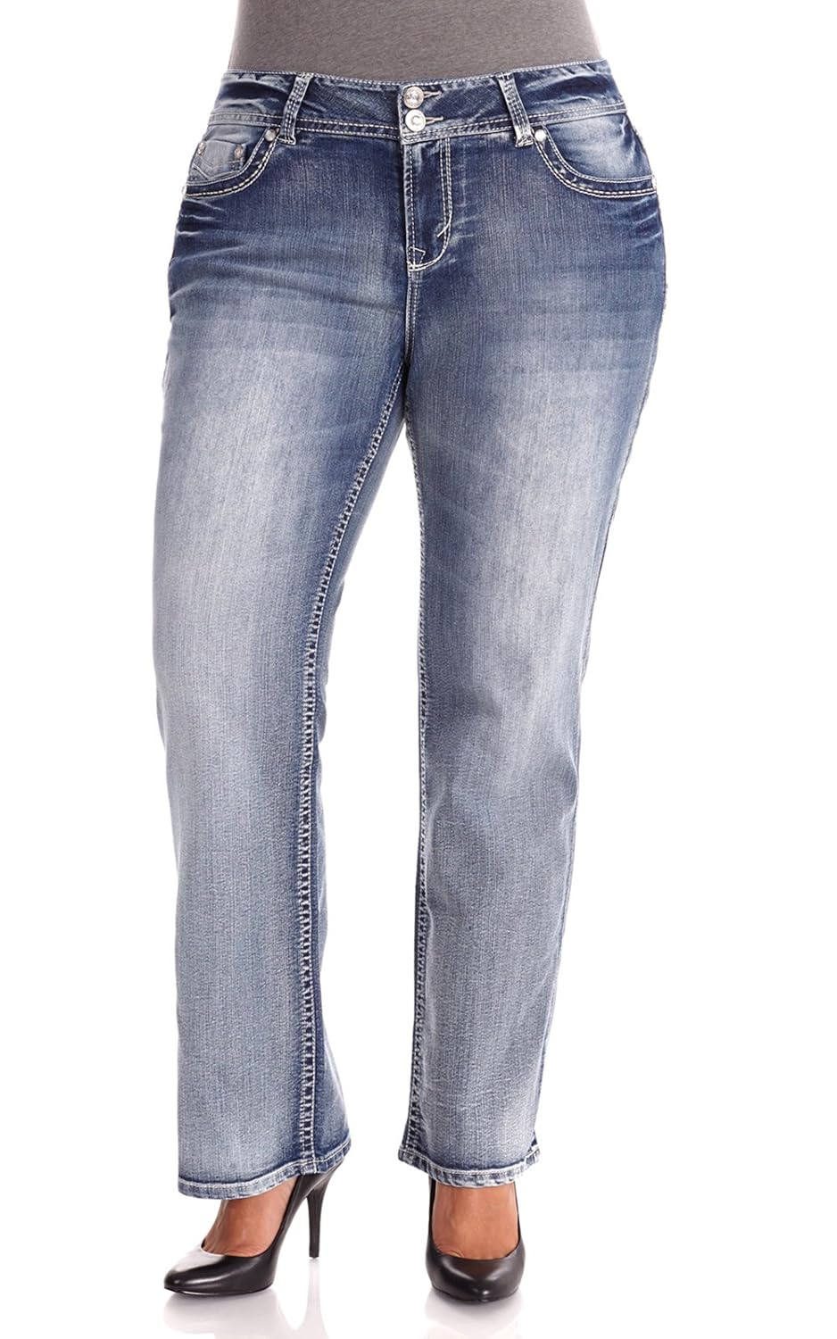 Buy WallFlower Plus Size Luscious Curvy Bootcut Jeans in Sky Size 18