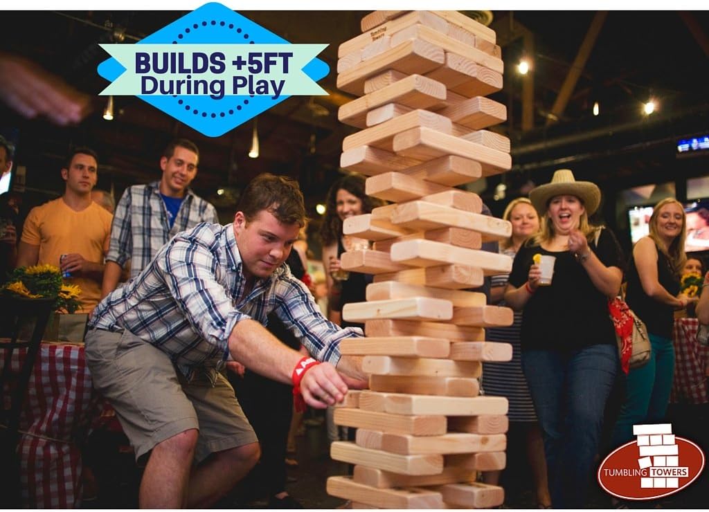 Tumbling Towers Giant JUMBO Game Blocks up to +5FT & Includes Wooden Case