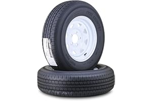Free Country Trailer Tire Wheel Assembly ST205/75R14 8-Ply D 105N 5 Lug on 4.5" PCD White Spoke Wheel, SET 2