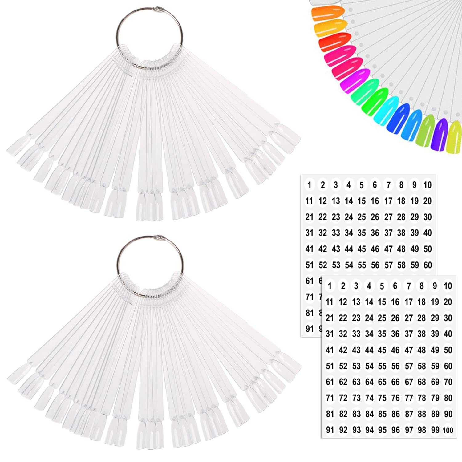 Photo 1 of **MISSING NUMBER STICKERS**
JASSINS 100 Pcs Clear Fan-shaped False Nail Swatch Sticks Nail Polish Practice Display Art Tips Nail Sample Sticks With Metal Split Ring
