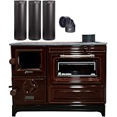 Colorful Cast Iron Wood Stove Pipe Set | 3 Straight Pipes + 1 Elbow Pipe | Durable Cast Iron Construction | Compatible with Wood Burning Stoves | Village House Cabin Stove Accessory