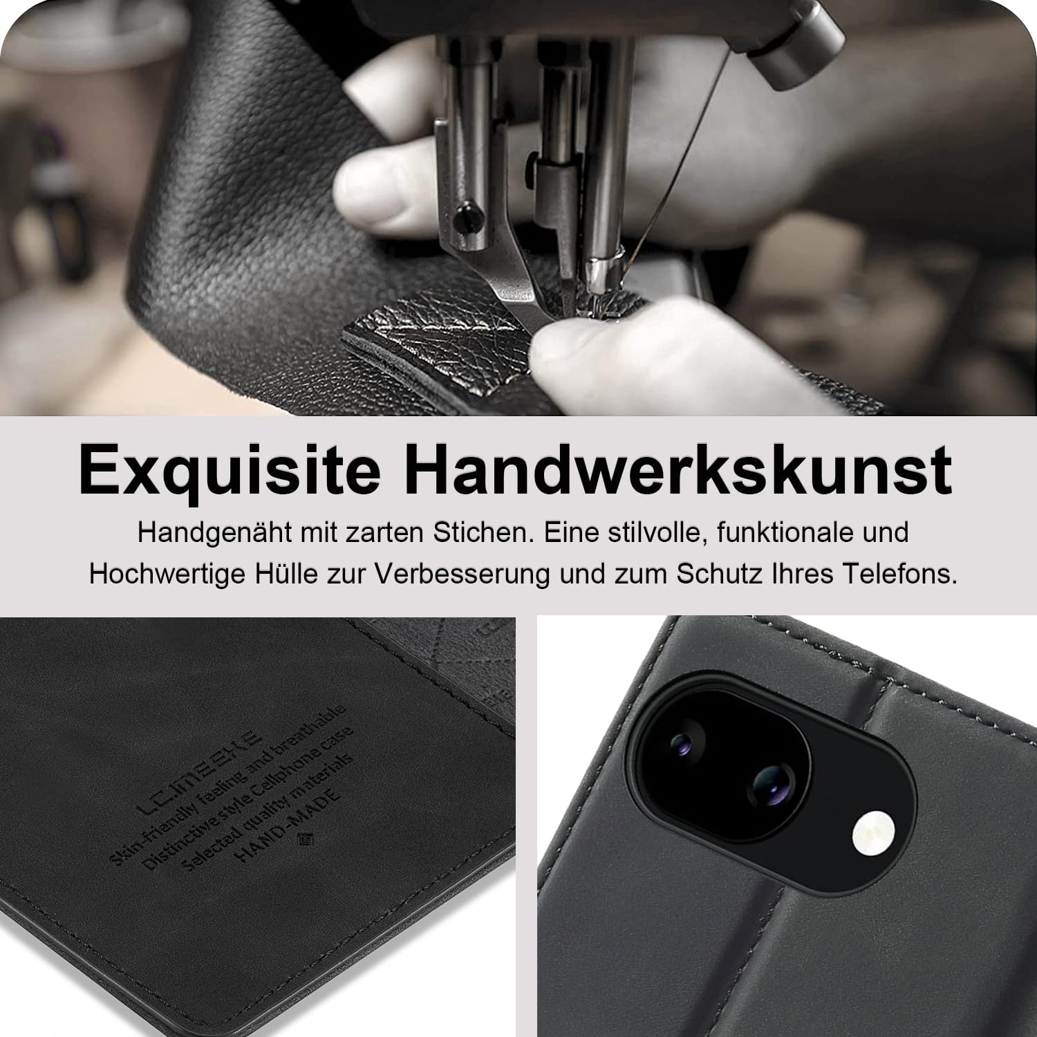Ailicici Handyhülle für Google Pixel 10A Hülle Leder, Mit Schutzfolie, für Google Pixel 10A Klapphülle Ledermaterial,Kartenfach RFID-Blockierung Wallet Case,Flip Klappbar Schutzhülle Pixel 10 A 4