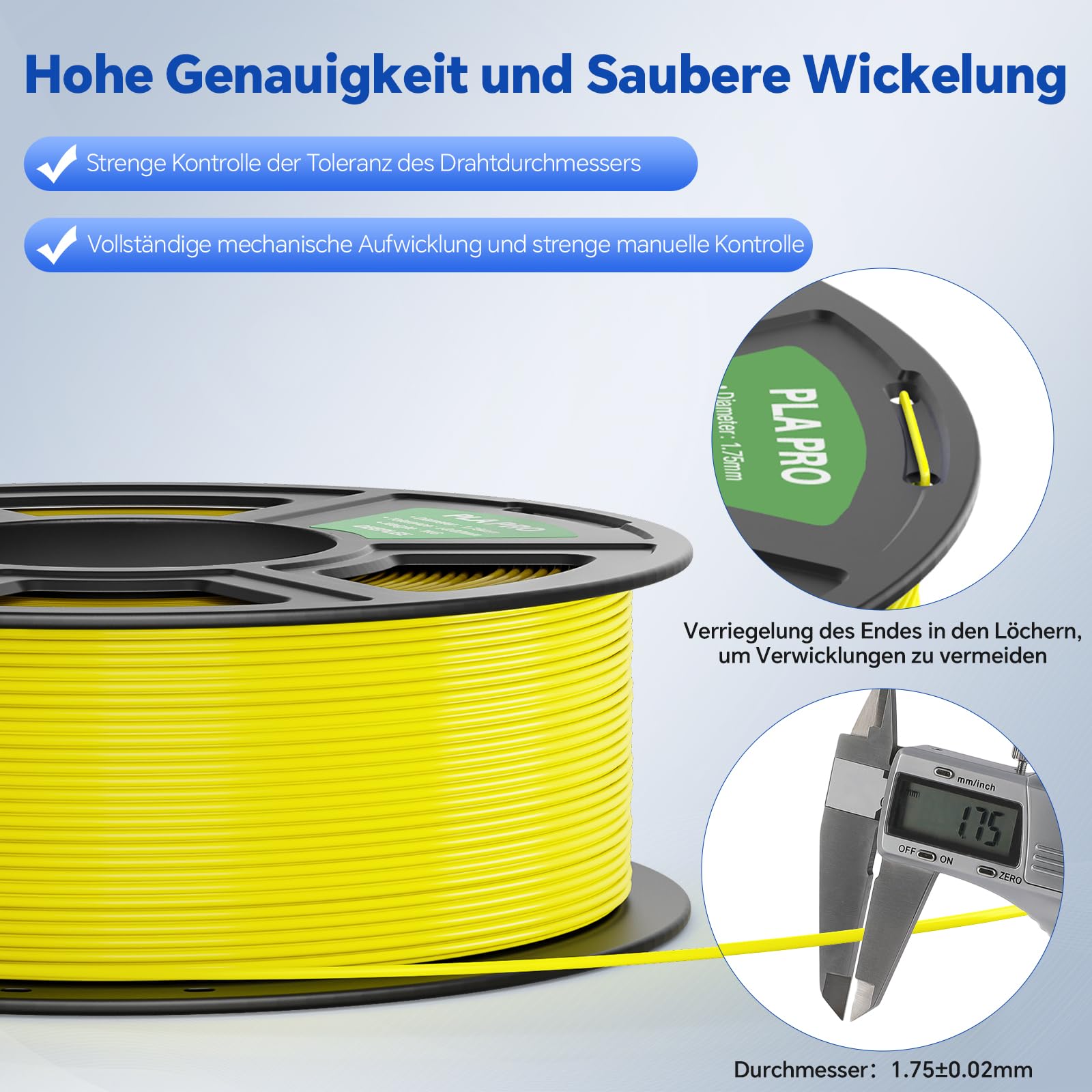 DEEPLEE PLA PRO Filament 1.75mm, Stärkere Zähigkeit 3D Drucker Filament, PLA Filament Maßgenauigkeit ±0.02 mm, Sauber gewickelt, Einfach zu Drucken, Passend für die meisten FDM 3D Drucker, Schwarz 1KG 5