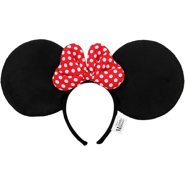 Minnie Mouse Ears Headband – Puffy Red Polka Dot Bow, Mickey Birthday Party Favor