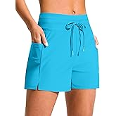 G Gradual Women's 4" High Waisted Swim Board Shorts with Pockets Quick Dry Swimming Swimsuit Bathing Suit Bottoms for Women