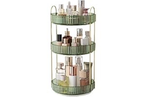 360° Rotating Makeup Organizer, Large Capacity Skincare Organizer, 3 Tier Cosmetic Skin Care Perfume Dresser Organizer, Fits 