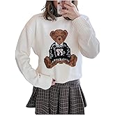 GORGLITTER Women's Bear Sweater Oversized Cute Graphic Cozy Long Sleeve Crew Neck Knit Fall Sweaters Trendy 2026