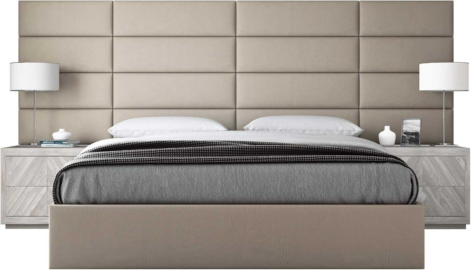 Best full bed taupe headboard