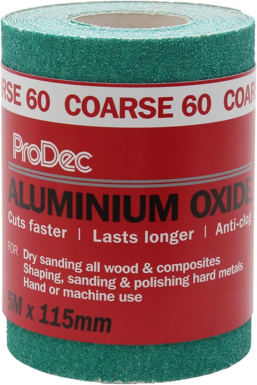 ProDec 5m Roll 60 Grit Green Aluminium Oxide Sanding Paper 115mm Wide