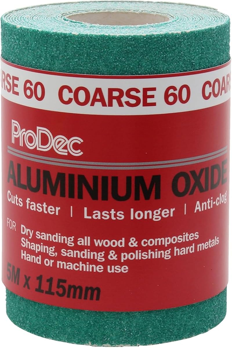 ProDec 5m Roll 60 Grit Green Aluminium Oxide Sanding Paper 115mm Wide