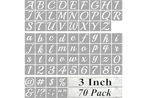 REOLAN 3 Inch Alphabet Letter Stencils for Painting - 70 Pack Letter and Number Stencil Templates with Signs for Painting on Wood, Reusable Cursive Letters Stencils for Chalkboard Wood Signs & Wall Art
