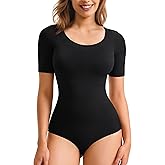 Nebility Shapewear Bodysuit for Women Tummy Control Seamless Body Shaper Short Sleeve Body Suits for Women Tank Tops