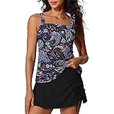 Summer Mae Women's Tankini Swimsuits with Skirt Two Piece Tummy Control Bathing Suits Printed Swimdress Swimwear 2026