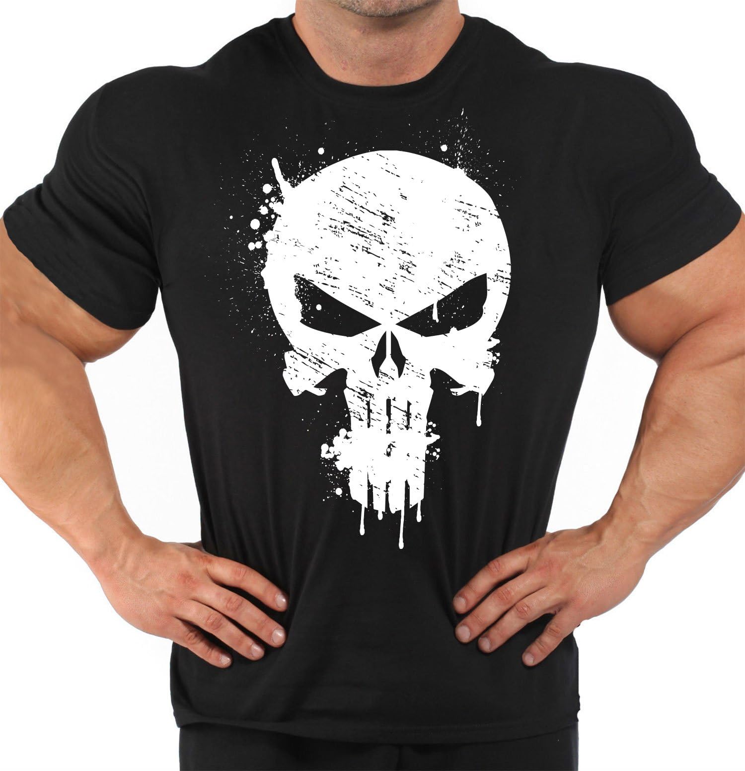 Men's MMA Motivation Training T-shirt Gym T-shirt - Blood Punisher Black T-shirt - WORKOUT BODYBUILDING T-Shirt All Sizes S-5XL