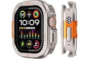 Suphart 2 in-1 Metal Cover Compatible with Apple Watch Ultra 3/2/1 Case 49mm, Rugged Bumper with Back Protector for iWatch Ultra 49mm, Titanium