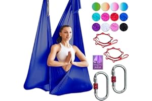 DASKING Deluxe 5m/set Yoga Swing Aerial Yoga Hammock kit with Daisy Chains O-ring, Fabric & Guide