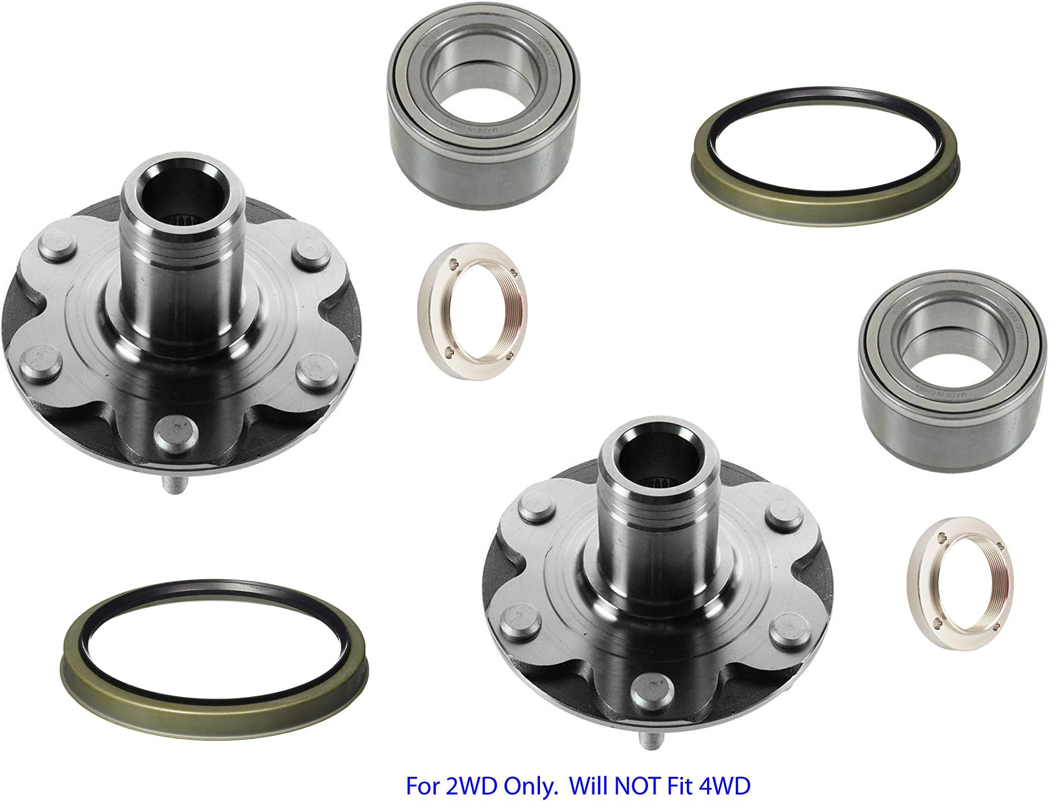 2 DTA Front Wheel Hubs Bearings Kit Compatible With 2WD 4Runner Sequoia Tundra Tacoma 2WD Only. Will NOT Fit 4WD. Front Left and Right. With Seals 710571
