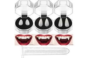 VOVEA Vampire Teeth Fangs, Realistic Vampire Fangs Halloween Vampire Accessories Fake Teeth, Vampire Costume Cosplay Fangs Teeth for Halloween Party Favors, 3 Pairs with Adhesive