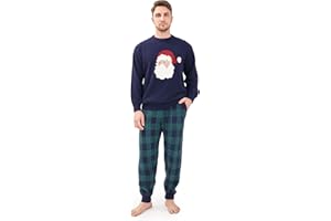 DAVID ARCHY Mens Pajamas Set Ultra-Soft Fleece Pajamas Warm Sleepwear Long Sleeve Lounge Set with Pockets