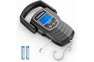 MEILEN 75Kg/165Lb Digital Luggage Scale for Travel, Fishing Weight Scale Unit with 1.5M Measuring Tape, Suitcase Weight Unit Can Switch Kg/Lb/Jin/Oz 4 Units, with Hook, Battery Included