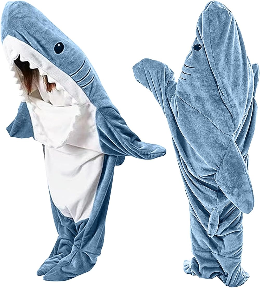 TBGENIUS Shark Blanket Onesie Adults Shark Hoodie Cozy Fleece Costume