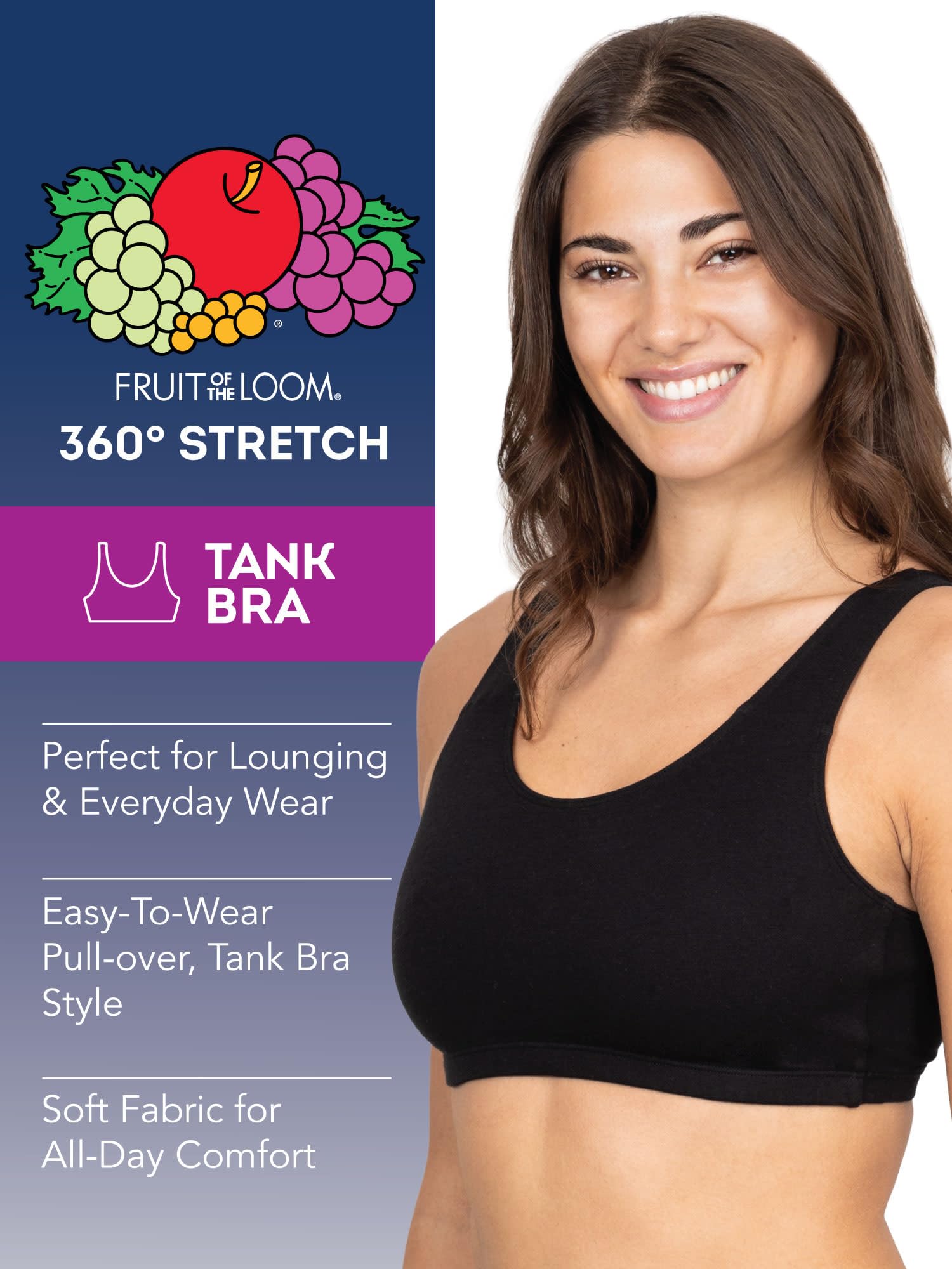 Fruit of the Loom Women's Multi-Pack Tank Top Style Sports Bra