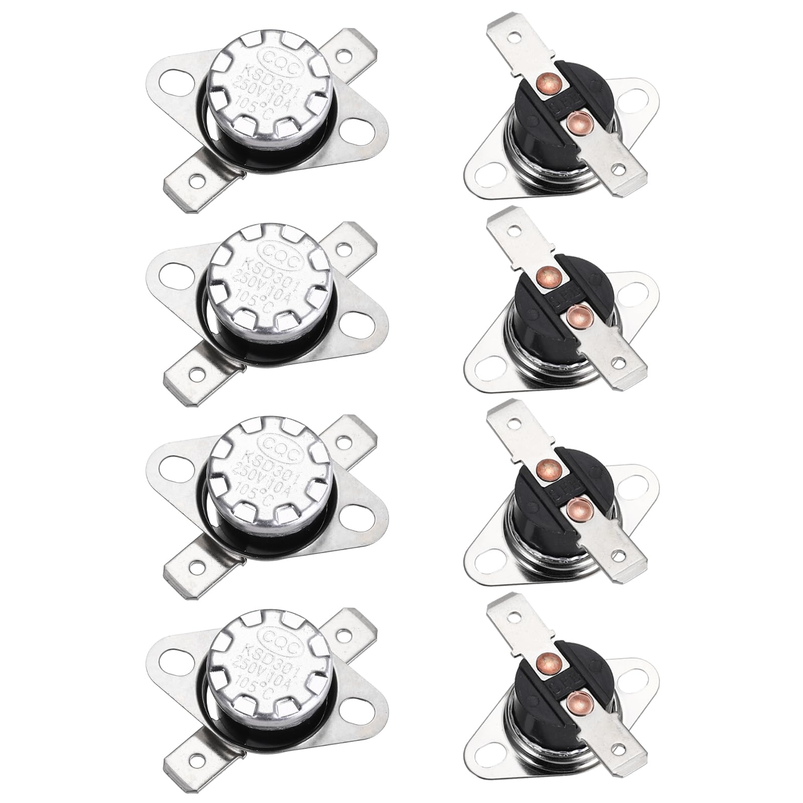 sourcing map KSD301 Thermostat 105°C/221°F 10A Normally Closed N.C Adjust Snap Disc Temperature Switch for Microwave,Oven,Coffee Makers 2pcs,Bakelite Material