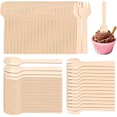 200 Pack 4" Mini Wooden Spork Disposable Spork Biodegradable Birchwood Fork Spoon for Camping, Party, Wedding and Family Gatherings